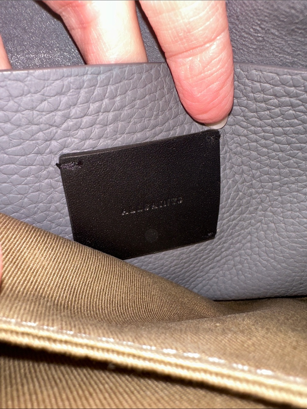 All Saints Gray Pebbled Leather Saddle Shoulder Bag - Picture 6 of 8